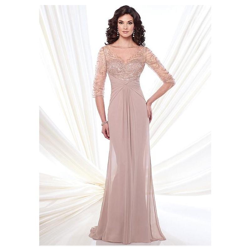Mariage - Eye-catching Tulle & Chiffon Bateau Neckline Sheath Mother of the Bride Dresses With Beads - overpinks.com