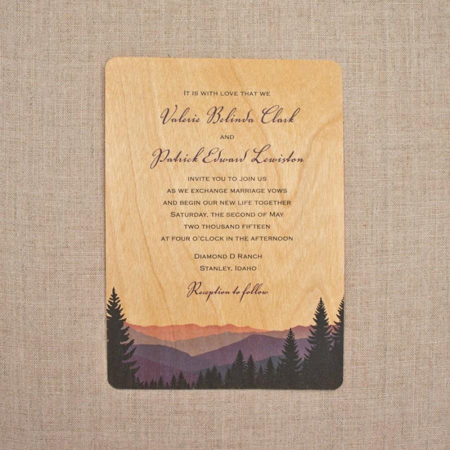 Mariage - Real Wood Wedding Invitations - Smoky Mountains