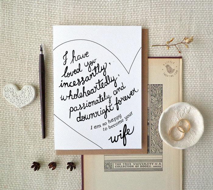Wedding - Bride to groom card. Hand drawn typography. Groom wedding card gift. Happy to become your wife. Bride gift to groom. Romantic wedding. LC383