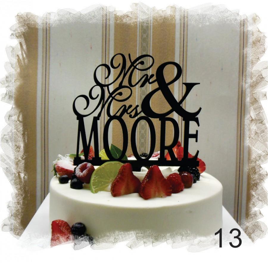 Mariage - Monogram Cake Topper Mr and Mrs With Your Family Name  - Handmade Custom Wedding Unique Cake Topper