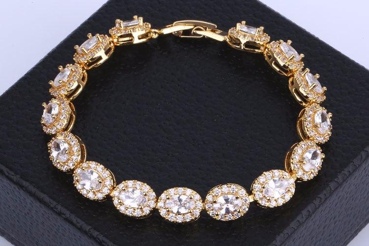 زفاف - Gold wedding bracelet Zirconia Bracelet Bride Bracelet Gold CZ Bridal Jewelry Swarovski Bracelet Crystal wedding braceletRhinestone Bracelet