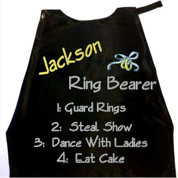 Mariage - Super Hero Ring Bearer Cape, Embroidered Ring Bearer Cape Personalized Wedding Photo Op