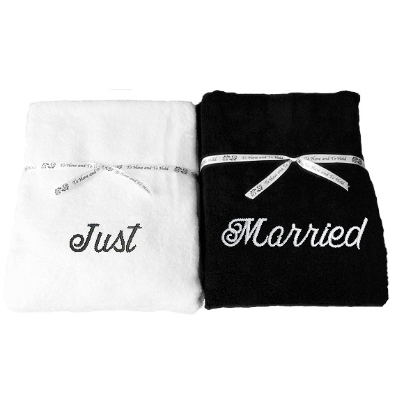 Mariage - Couples Gift Towel Set, His Hers Towels, Mr. Mrs. Towels, Bride Groom Gift, Beach, Bath, Pool Towels