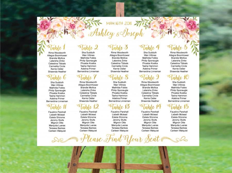 Hochzeit - Wedding Seating Chart, Wedding Seating Chart Printable, Wedding Seating Board, Wedding Seating Chart Template,Wedding Seating Plan,Gold Foil