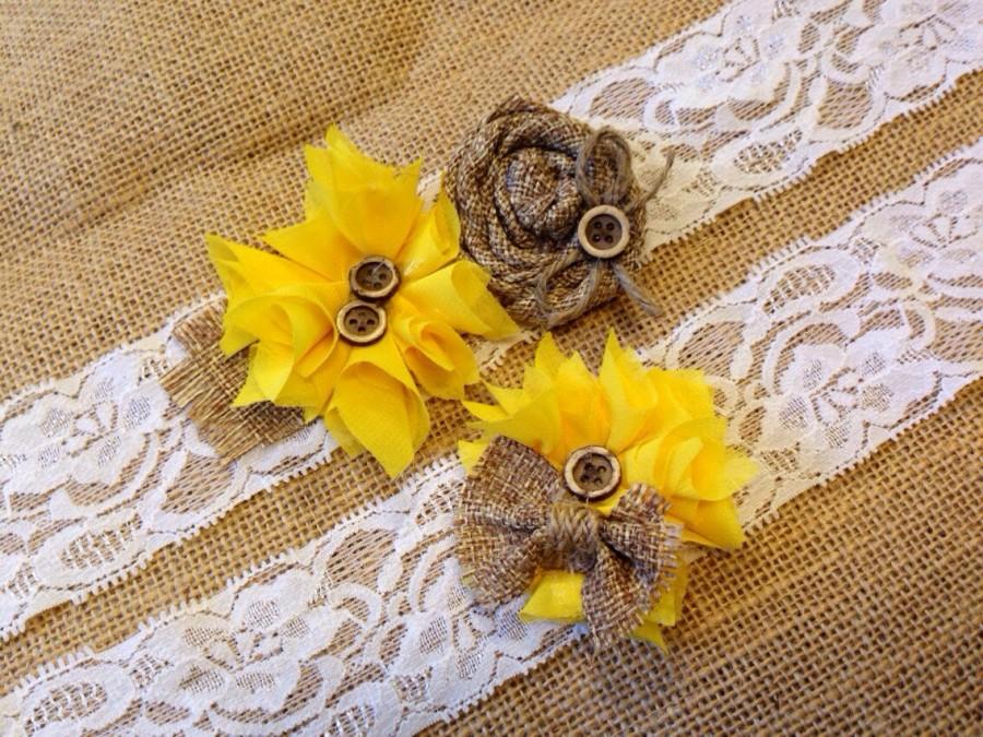 Wedding - Sunflower Garter, Rustic Garter