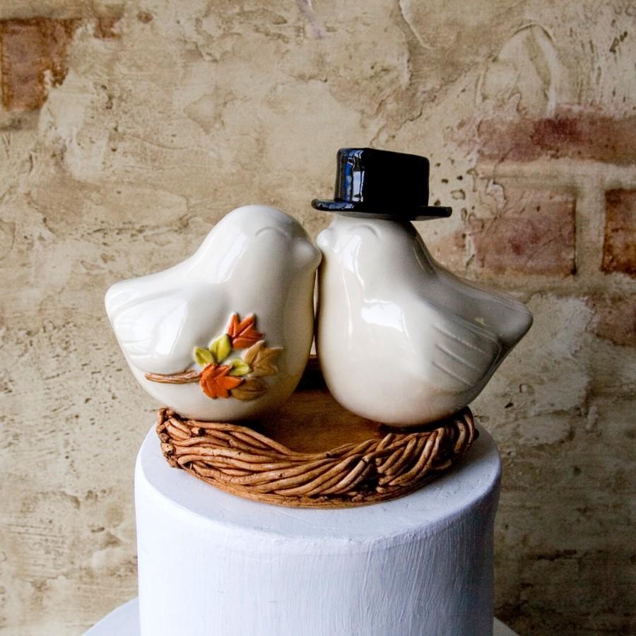 زفاف - Fall Wedding Ivory Love Bird Topper
