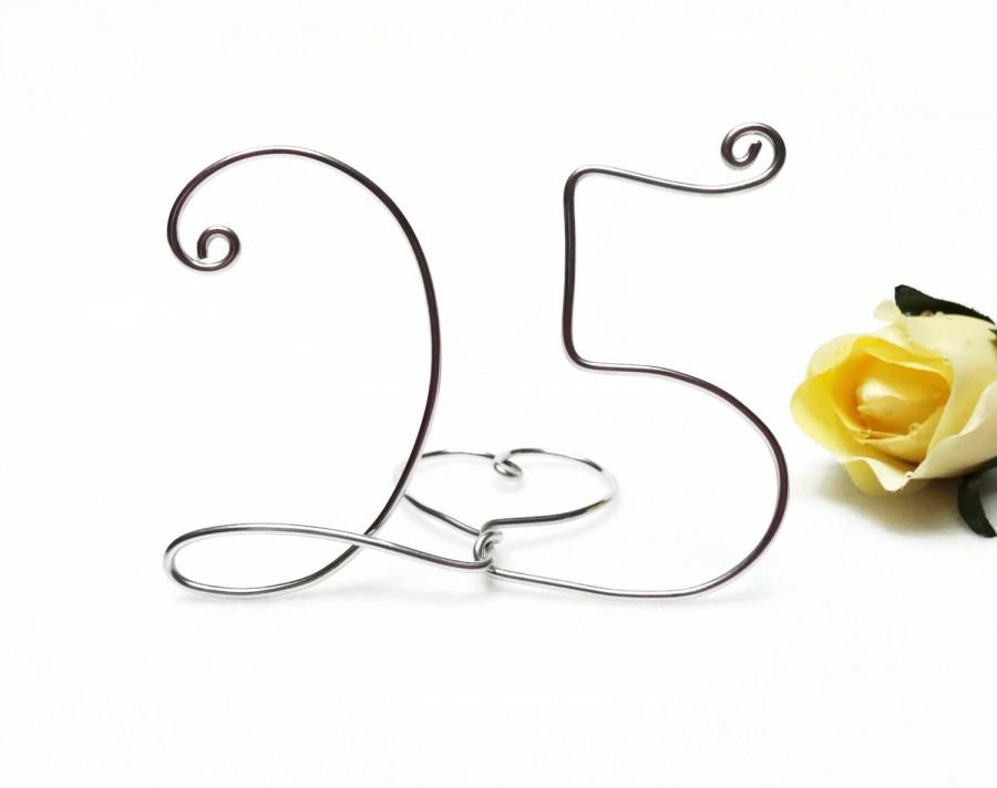 زفاف - 25th Anniversary/ Birthday Wire Number Cake Topper- Silver, Brown, Gold, Black, Red
