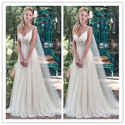 Hochzeit - V-neck Tulle Rhinestone 2016 Vantage Wedding Dress 