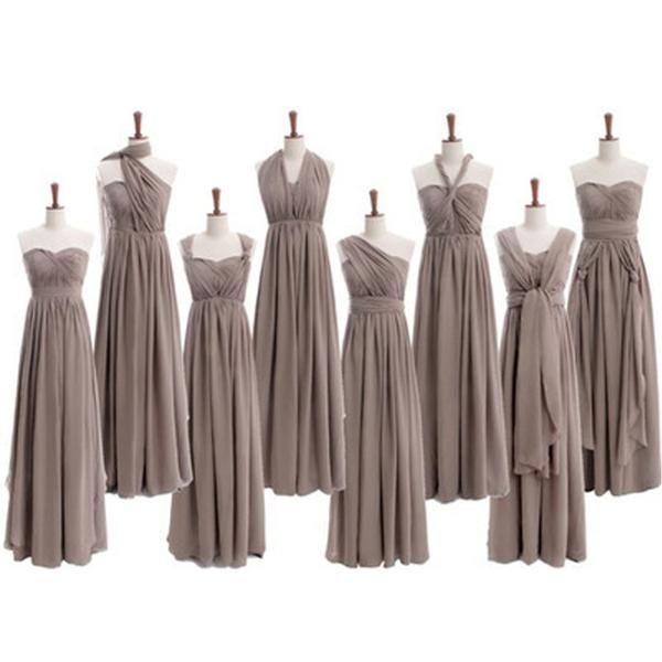 Wedding - Most Popular Convertible Chiffon Gray Formal Online Cheap Long Bridesmaid Dresses For Wedding Party, WG68