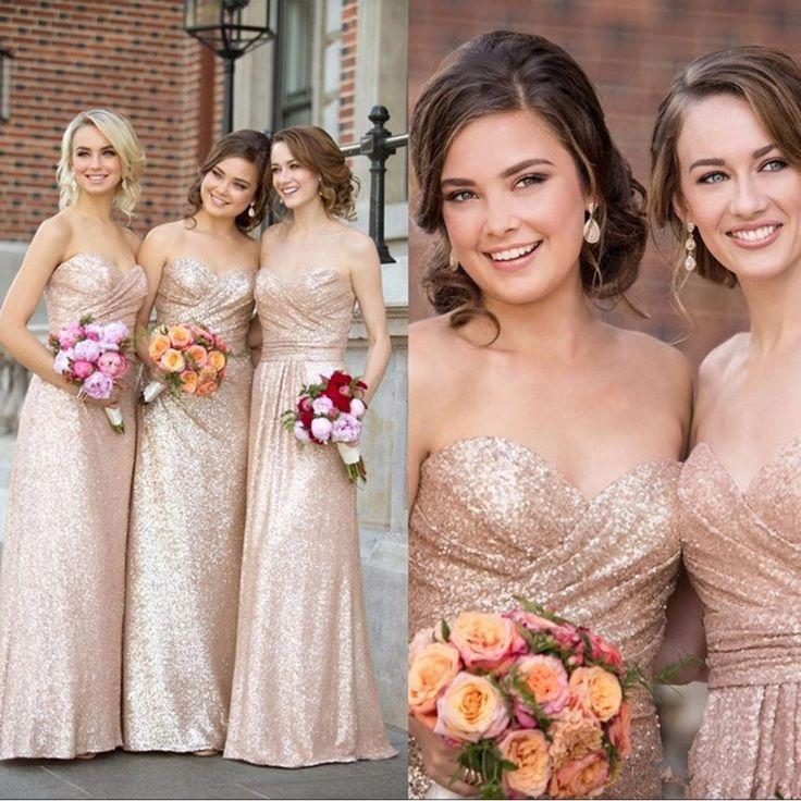 زفاف - Gorgeous Sequin Elegant Sweet Heart Long Cheap Bridesmaid Dresses For Wedding Party, WG159