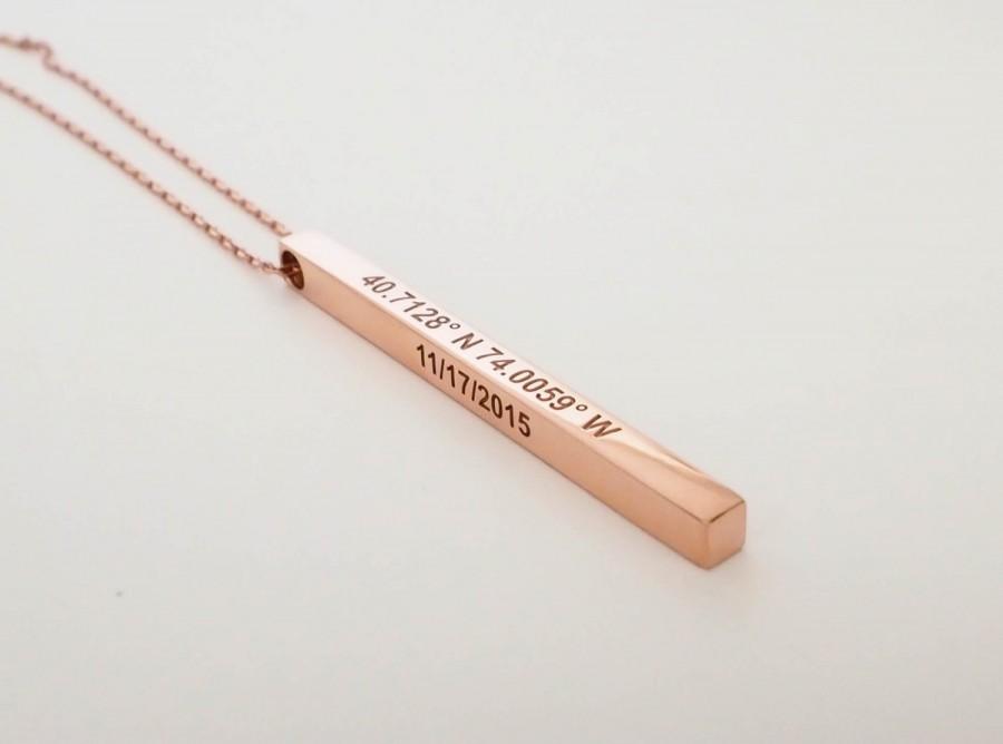 Hochzeit - 30% OFF* Coordinates Necklace - Personalized Skinny Bar Necklace - Vertical Bar Layered Necklace - Bridesmaids Gifts - Wedding Jewelry