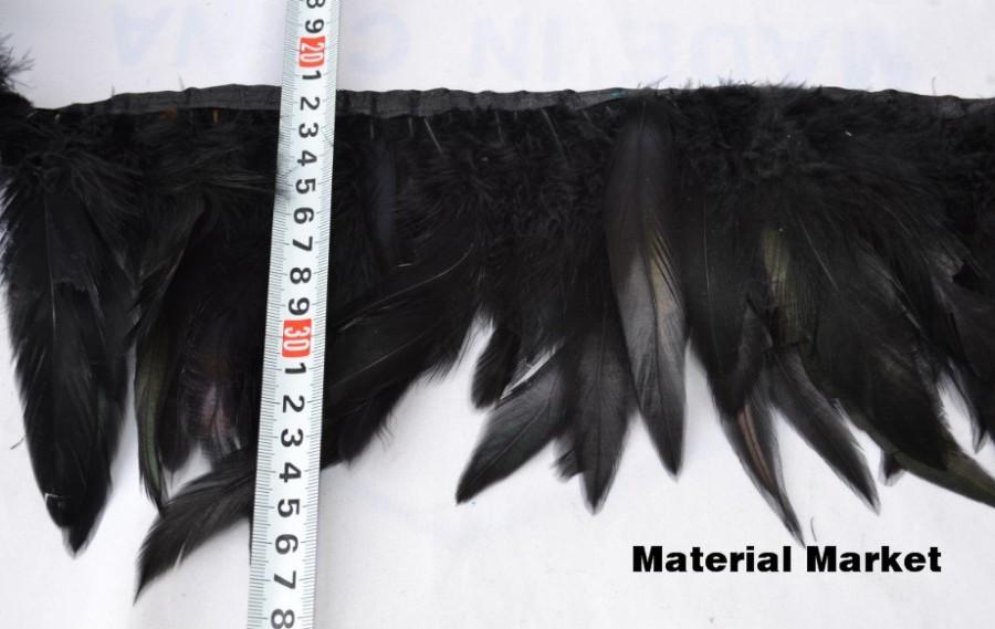 Wedding - 10 yards/lot Black Coque feather trimming fringe Rooster tail feather fringe