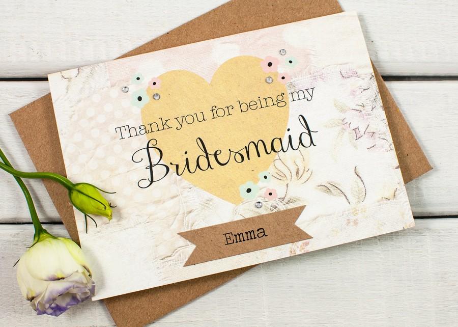 Wedding - Thank You Bridesmaid Card - Floral Patchwork personalised