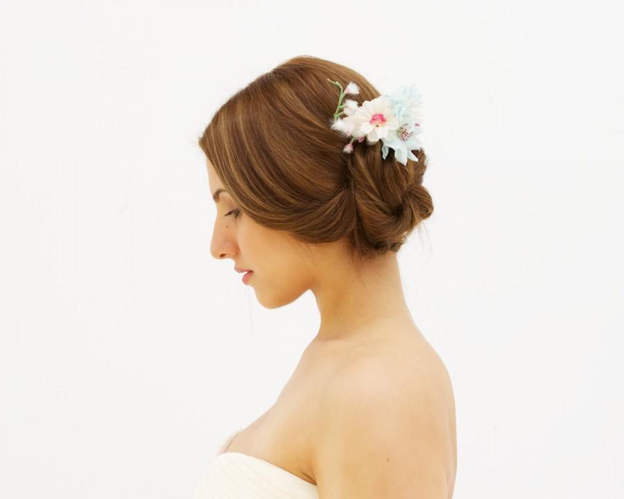 Wedding - Floral haircomb - 'Gardener Zoya' comb in purple/pink/blue