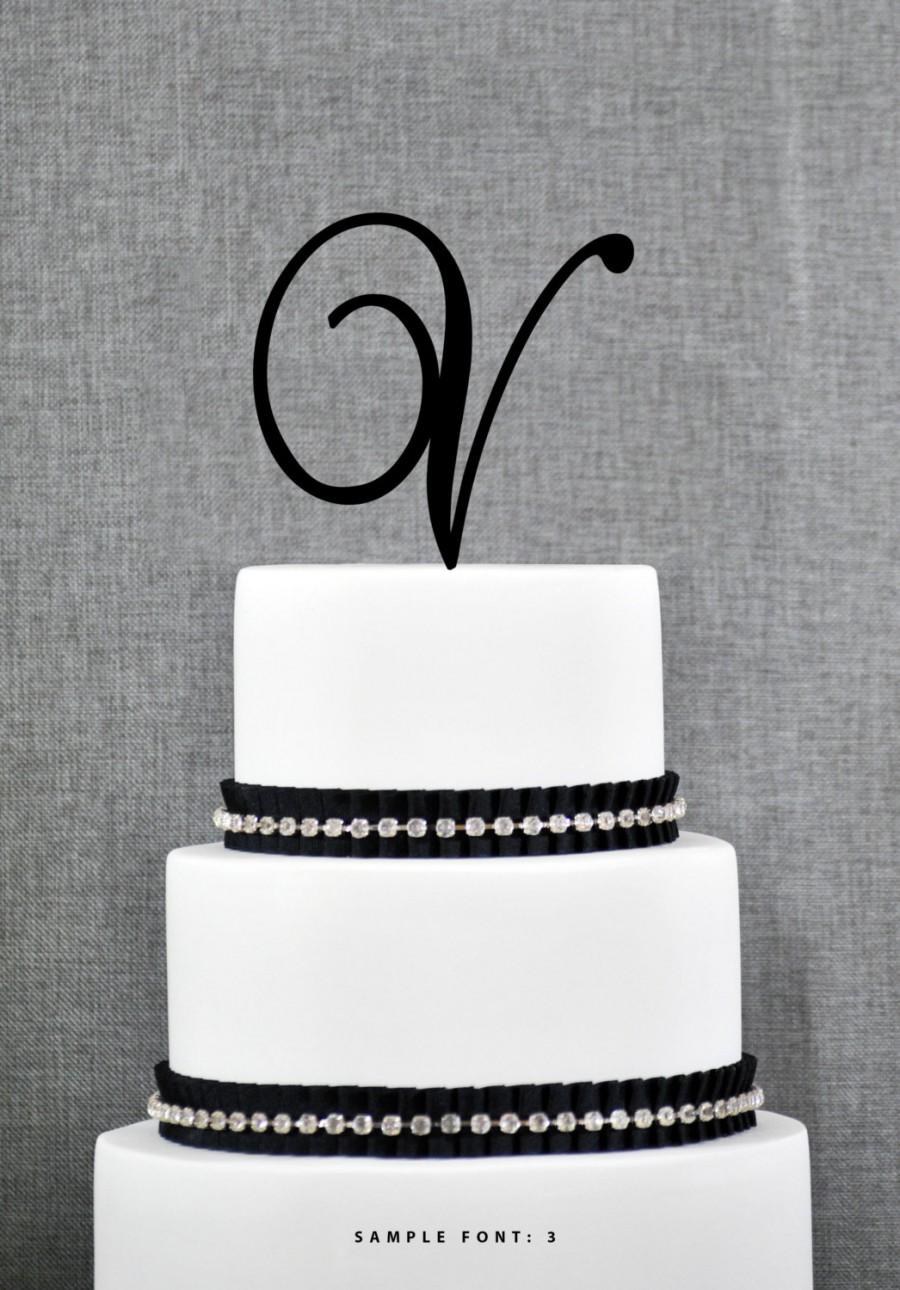 زفاف - Letter V - Initial Cake Topper, Monogram Wedding Cake Topper, Custom Cake Topper