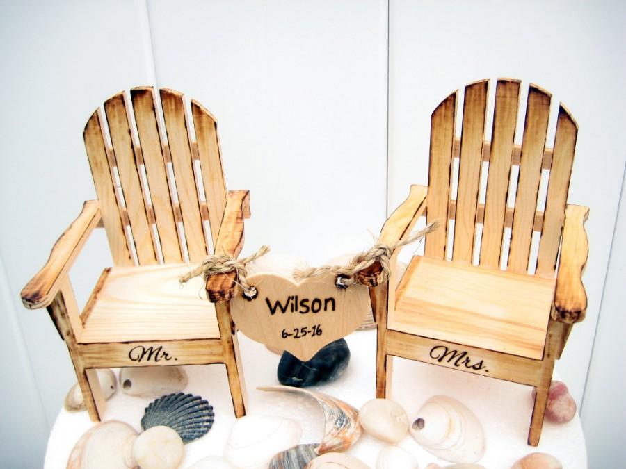 Wedding - Beach wedding cake topper, Beach chair cake topper, Adirondack chairs, His and Hers, Gift for couple, PERSONALIZED Wedding Gift, Nautical we