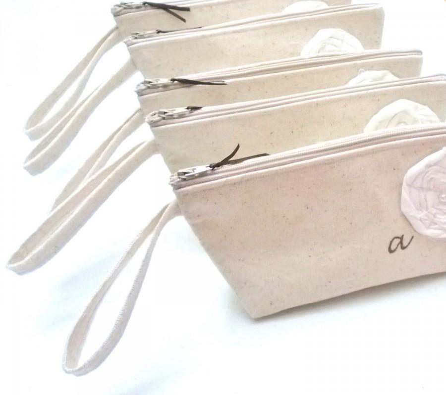 Mariage - Bridesmaid wristlet, Bridesmaid Clutch with straps, Bridesmaid Gift, Wedding Clutch, Customizable- Set of 5