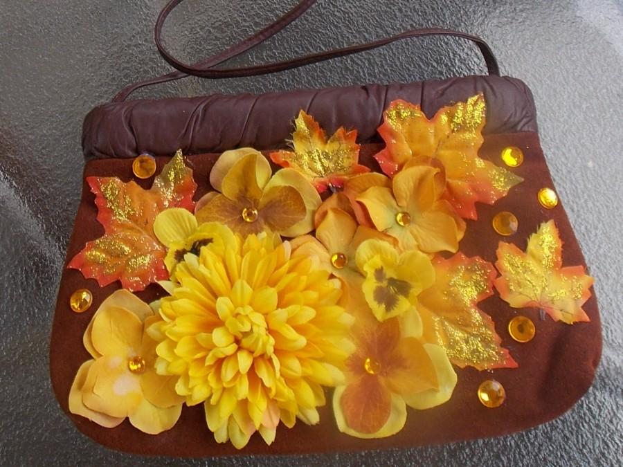 Hochzeit - Fall Colors Fairy Purse, Fall Leaves Handbag, Yellow and Brown Bag,  Unique Upcycled Purse, Fairy Costume Accessory, Festival Accessory