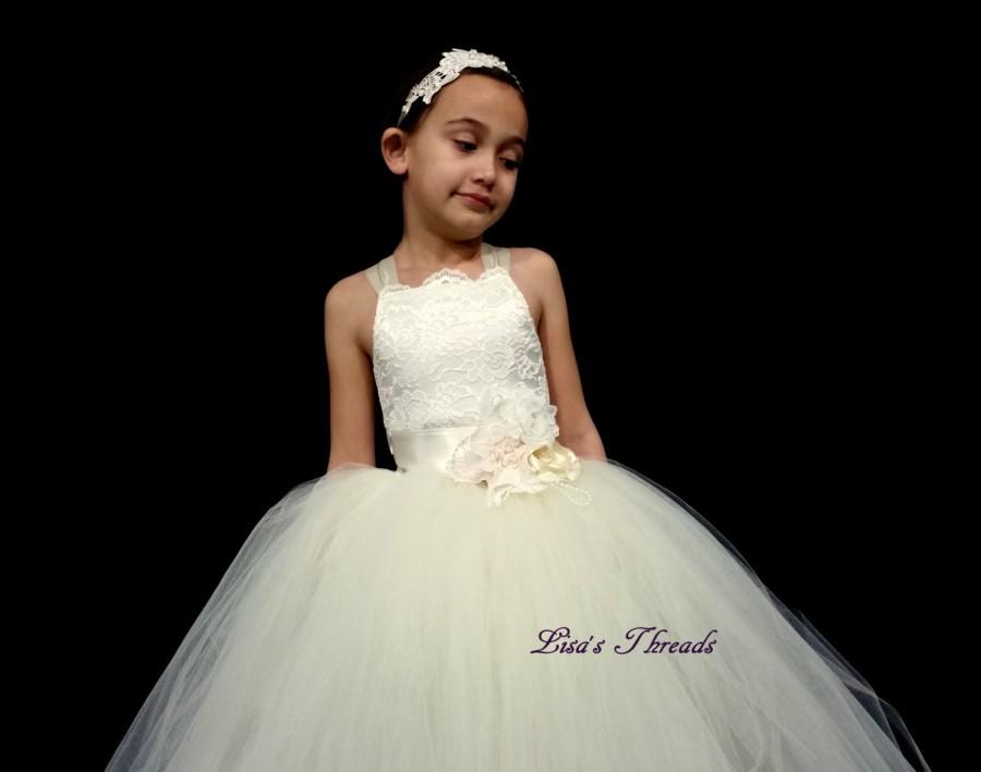 Wedding - White or Ivory corset flower girl dress/ Vintage flower girl lace tutu/ Junior bridesmaids dress/ Size 1T up to 12T (many colors available)