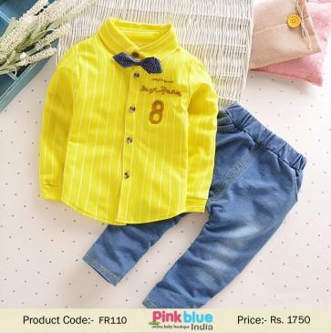 زفاف - Yellow Baby Shirt and Blue Jeans