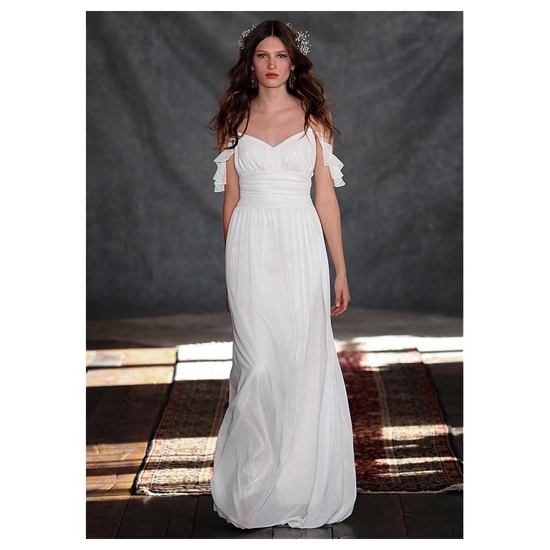 زفاف - Elegant Chiffon Spaghetti Straps A-line Wedding Dress - overpinks.com