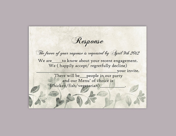 Hochzeit - DIY Rustic Wedding RSVP Template Editable Word File Instant Download Rsvp Template Printable RSVP Cards Silver Rsvp Card Leaf Floral Rsvp