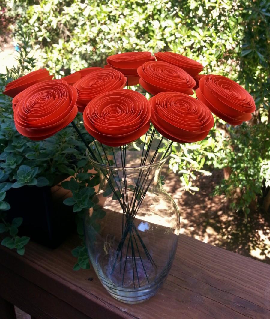 Свадьба - Paper Flower Bouquet - Handmade Orange Paper Flower Bouquet for Weddings, Fall, Autumn, Brides, Weddings, Showers, Birthdays