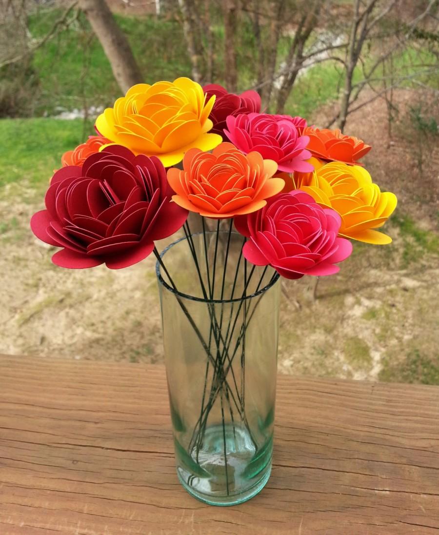 زفاف - Paper Flower Bouquet - Large and Small Paper Mums - Perfect for Weddings, Anniversaries, Mother's Day