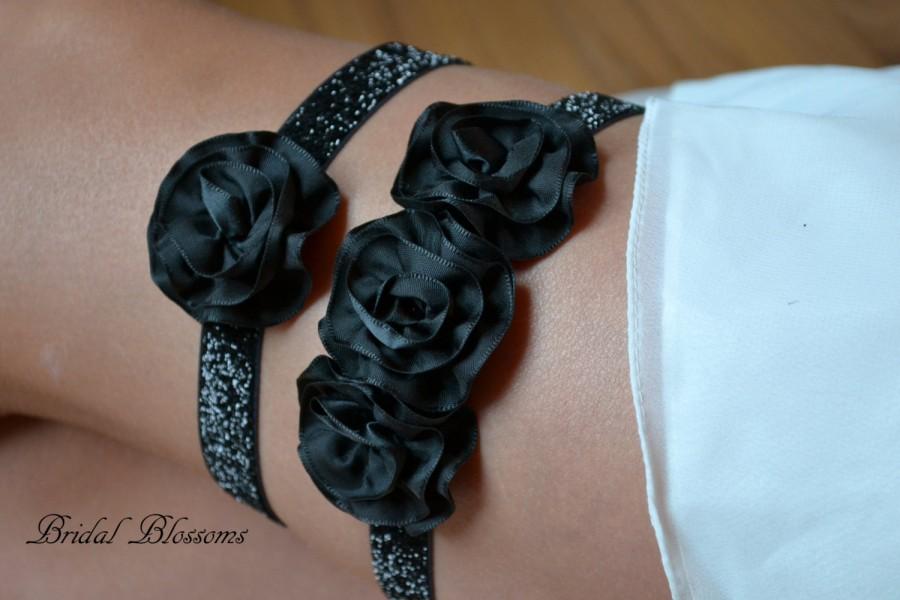 Wedding - Black Bridal Garter Set 
