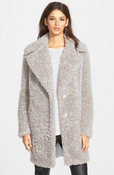 زفاف - Notch Collar Faux Fur Coat 