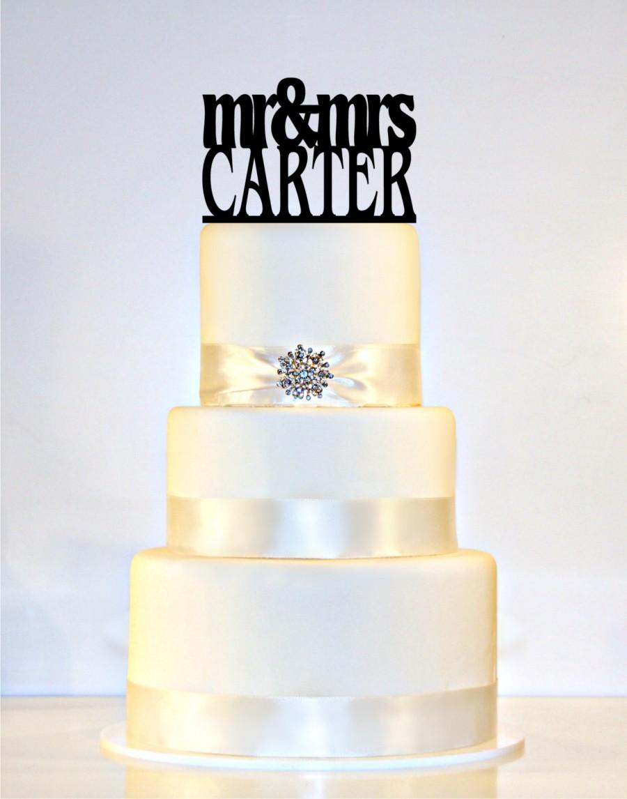 Hochzeit - Wedding Cake Topper Or Sign Monogram  personalized with "Mr & Mrs" and YOUR Last Name