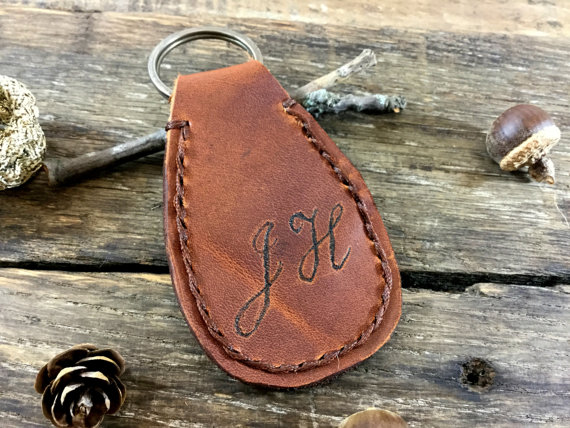 Hochzeit - Personalized Leather Keychain, Handwritten, Personalized Custom Leather Keychain