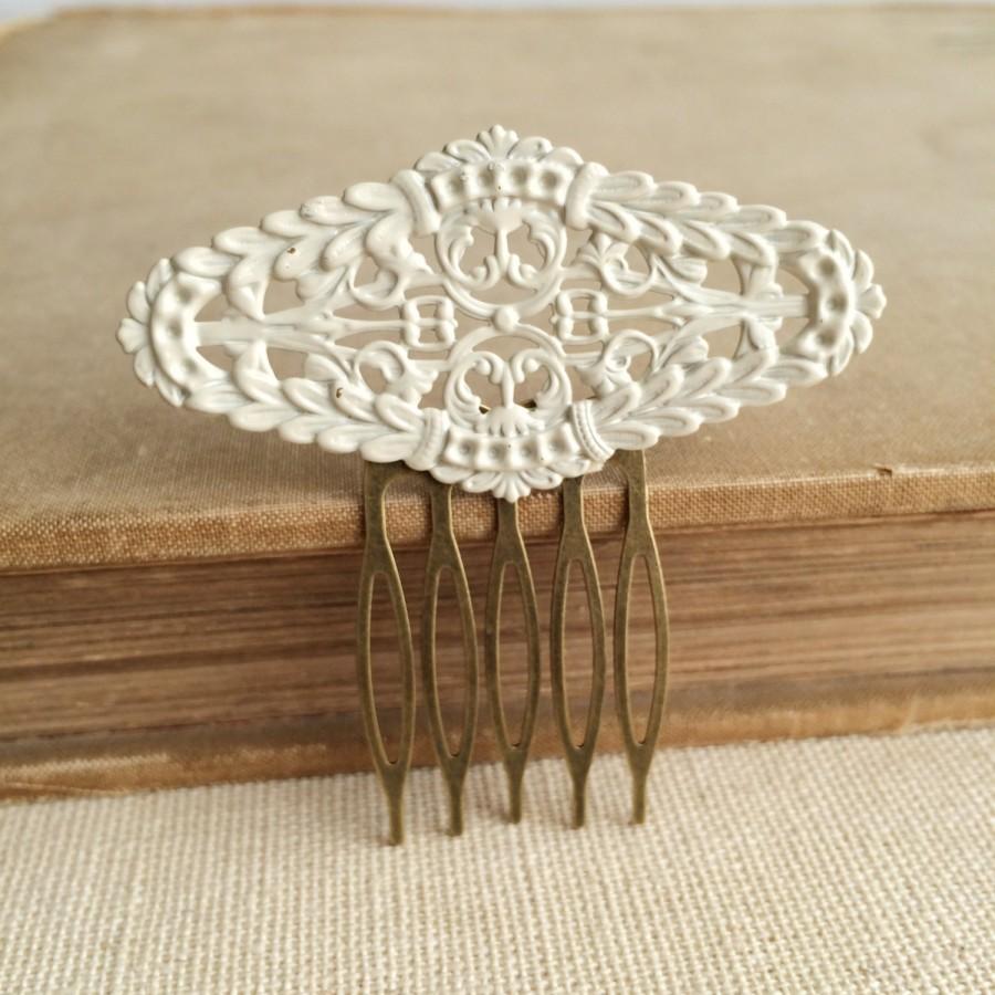 Mariage - ivory hair comb, Art Deco Comb, ivory Bridal Comb, hair accessories, filigree, vintage inspired bridal hair accessories  enamel