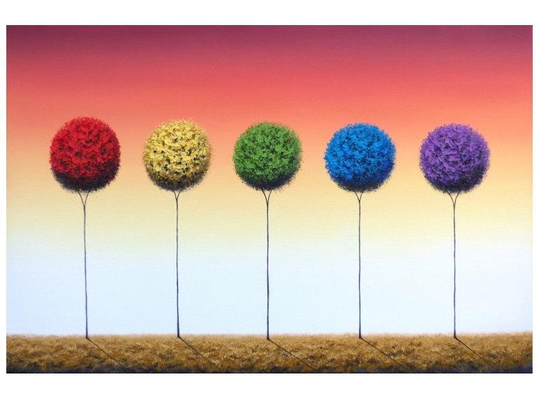 Mariage - ORIGINAL Oil Painting on Canvas, Modern Abstract Painting, Large Wall Art, Abstract Art, Tree Art, Retro Art Colorful Tree Landscape, 24x36