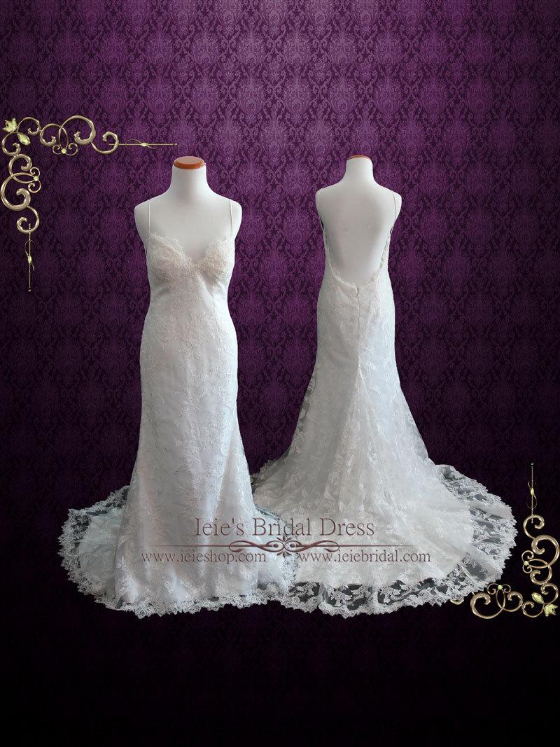 زفاف - Simple yet Sexy and Sleek Lace Wedding Dress with Open Back, Backless Wedding Dress, Beach Wedding Dress, Simple Wedding Dress 