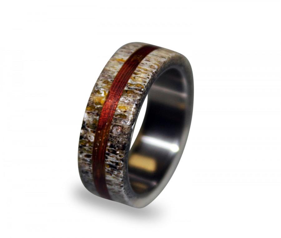 Свадьба - Titanium Ring, Mens Titanium Wedding Band, Deer Antler, Antler Ring, Wooden, Wood Ring, Wedding Ring