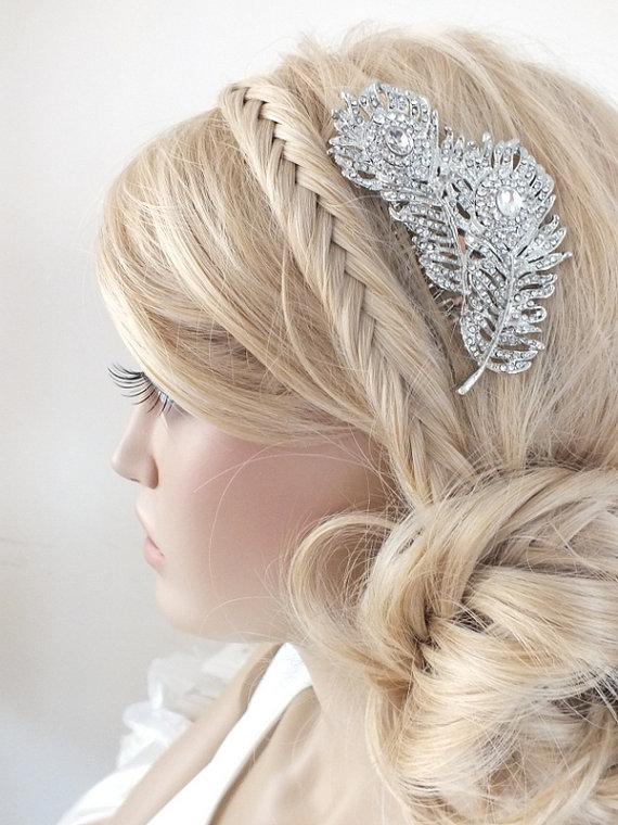 Silver Bridal Wedding Austrian Crystal Hair Clip Comb Head Piece 