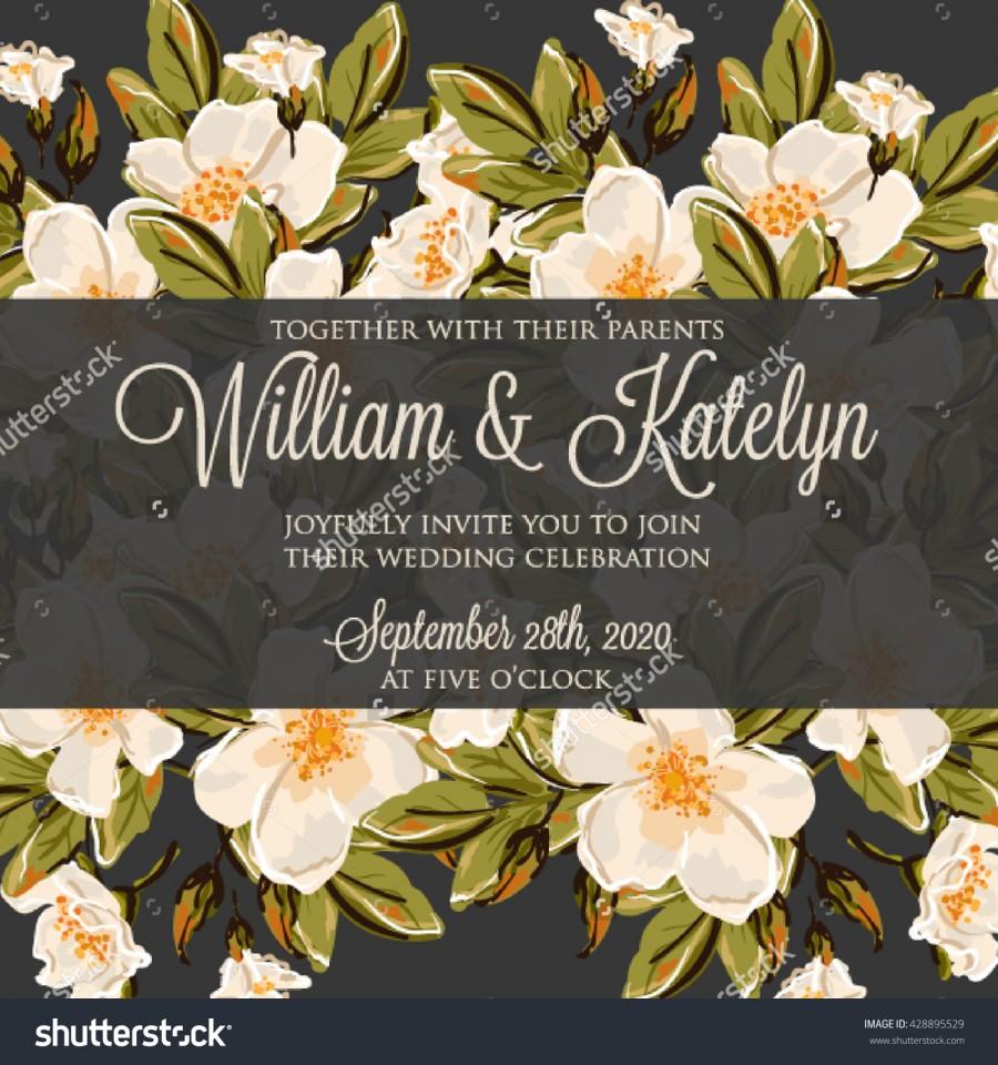 Hochzeit - Wedding invitation card with romantic flower dog-rose