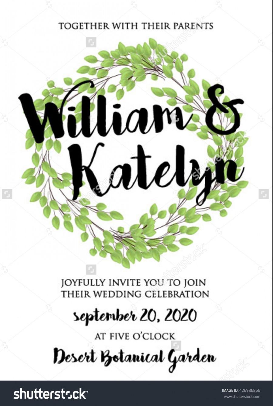 Wedding - Wedding invitation, thank you card, save the date cards. Wedding set. RSVP card Vector hand drawn watercolor laurel wreath. Template with green branches,leaves wreath,laurels