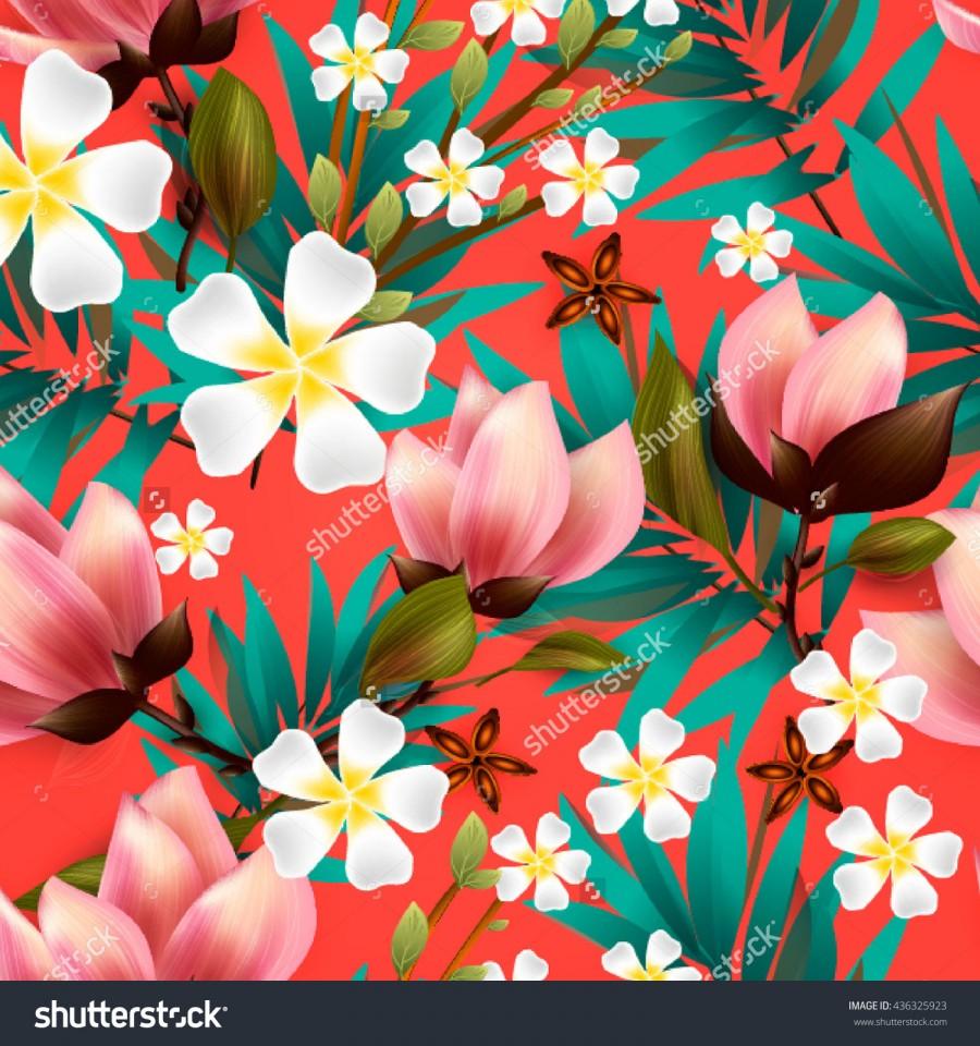 Wedding - Seamless floral pattern with tropical flowers.Lilly, calla and alstroemeria seamless pattern.