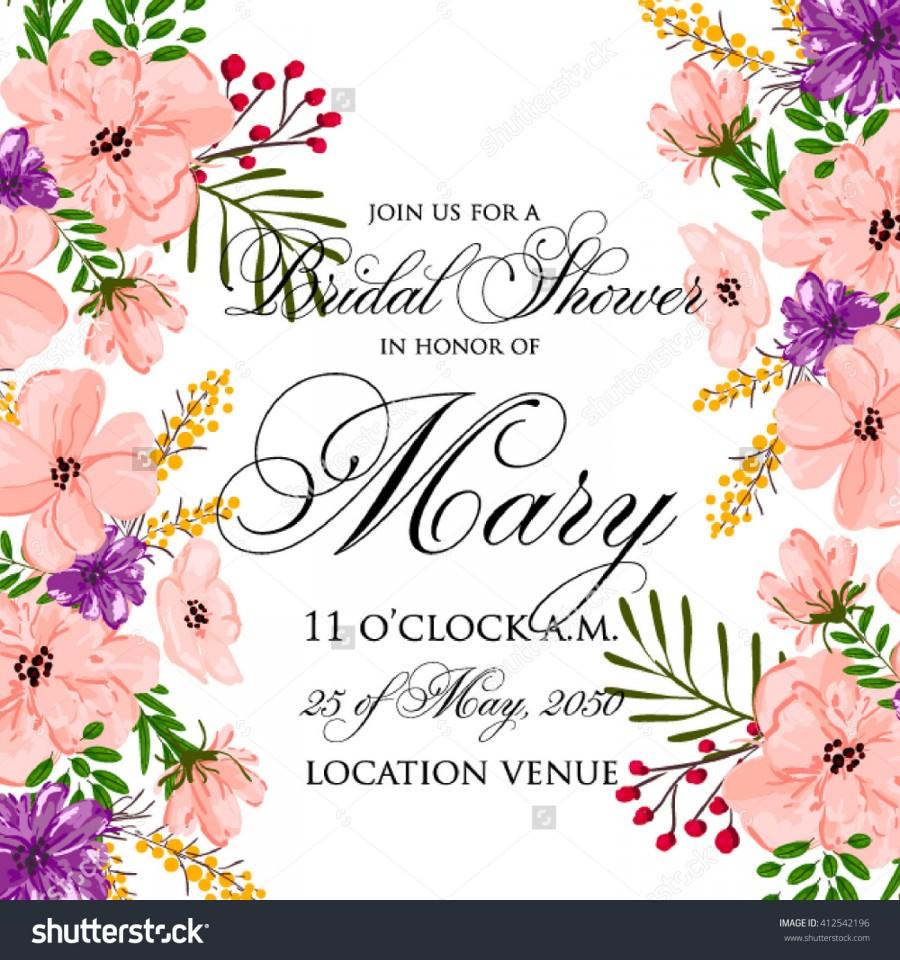 Wedding - Wedding invitation with flowers.
