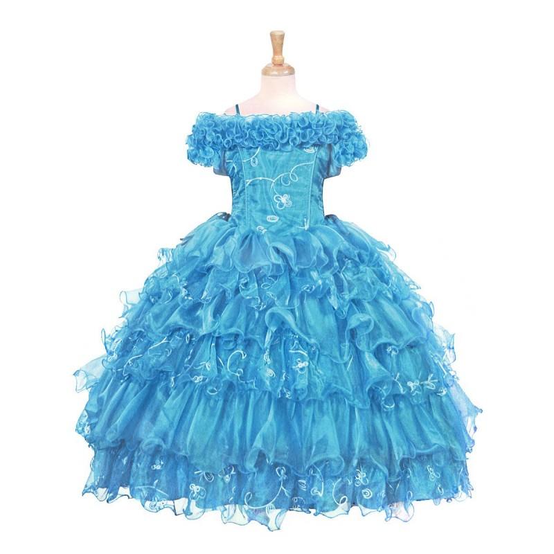 زفاف - Turquoise Ruffle Layered Embroidered Organza Dress Style: D5568 - Charming Wedding Party Dresses