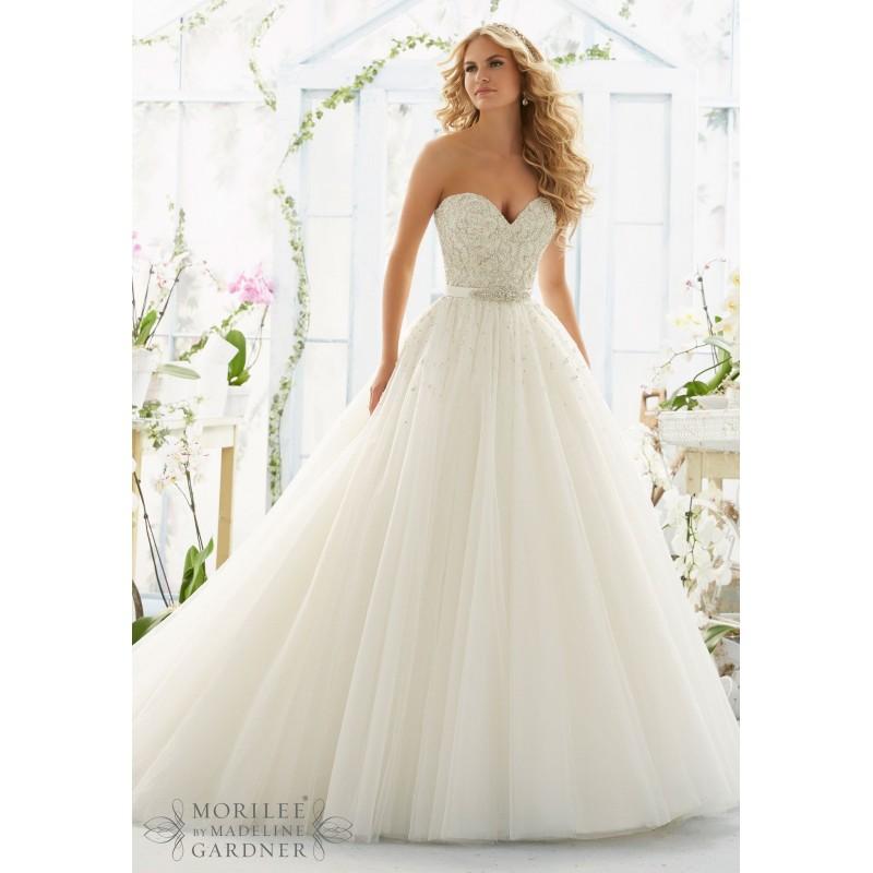 زفاف - Mori Lee 2802 Strapless Beaded Tulle Ball Gown Wedding Dress - Crazy Sale Bridal Dresses
