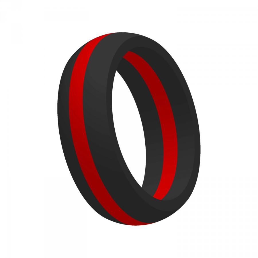 Свадьба - Mens Thin Red Line Silicone Wedding Engagement Ring Band FlexFit Medical Grade Athletic Military Gift for Husband Mans Jewelry FREE SHIPPING