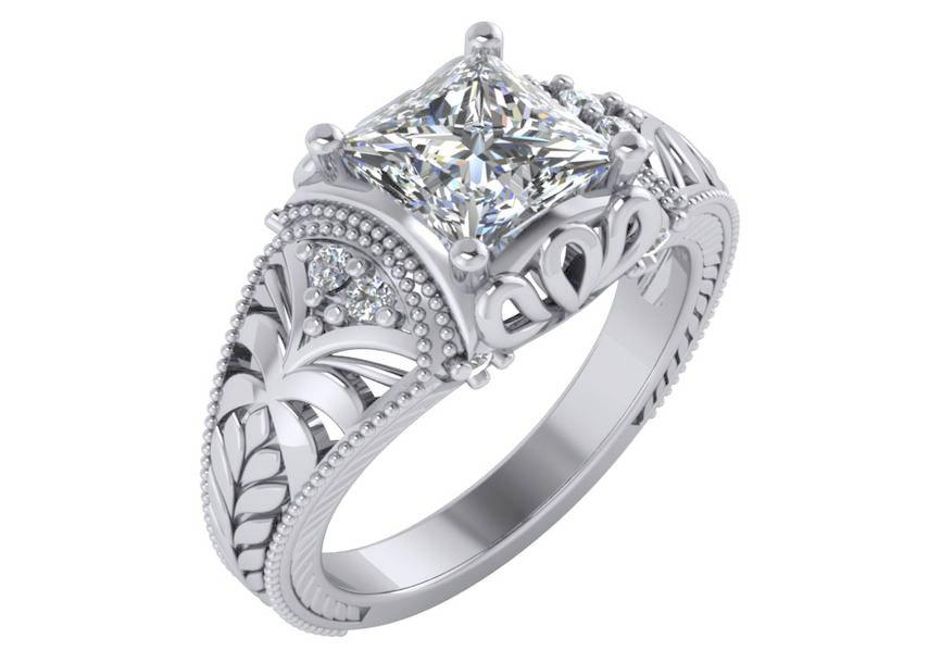 Hochzeit - Art Deco Engagement Ring, Vintage Square Diamond Engagement Ring, Vintage Jewelry, Vintage Ring