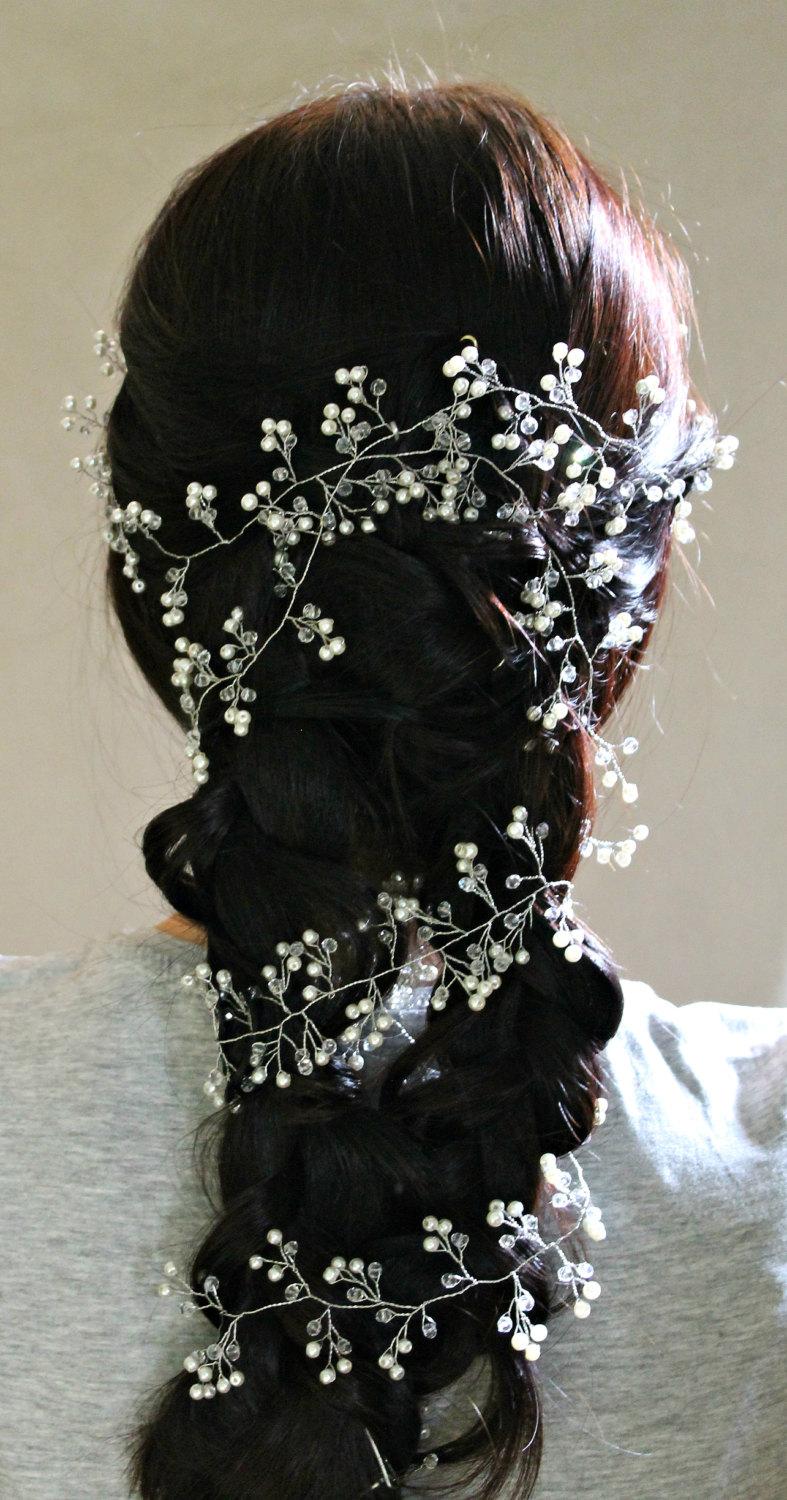 Mariage - 3 Extra Long Bridal Hair Vine Crystals Bridal Wedding Headband Bridal Headpiece Bridal Hairpiece