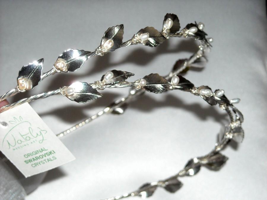Wedding - STEFANA Greek Crowns Ancient Greek Style Silver Plated Leafs Orthodox Stephana ''Featured  in ''Smitten"  magazine"