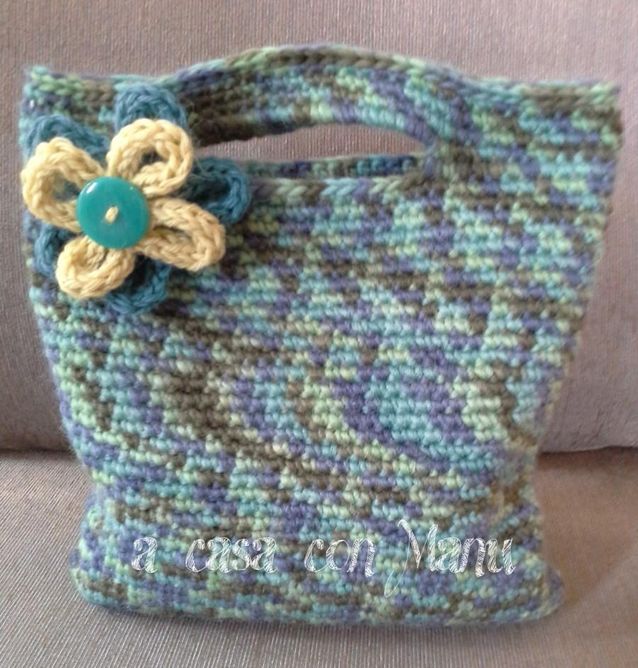 Wedding - Dinamica borsetta con fiore, handbag crocheted, flower Tricotin, handbag, wool handbag, handmade, made in Italy