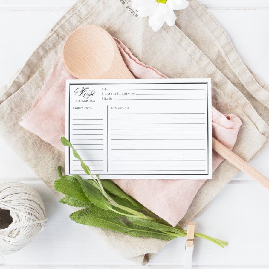 Hochzeit - Printable Recipe cards, bridal shower recipe cards, printable shower recipe cards, editable instant download