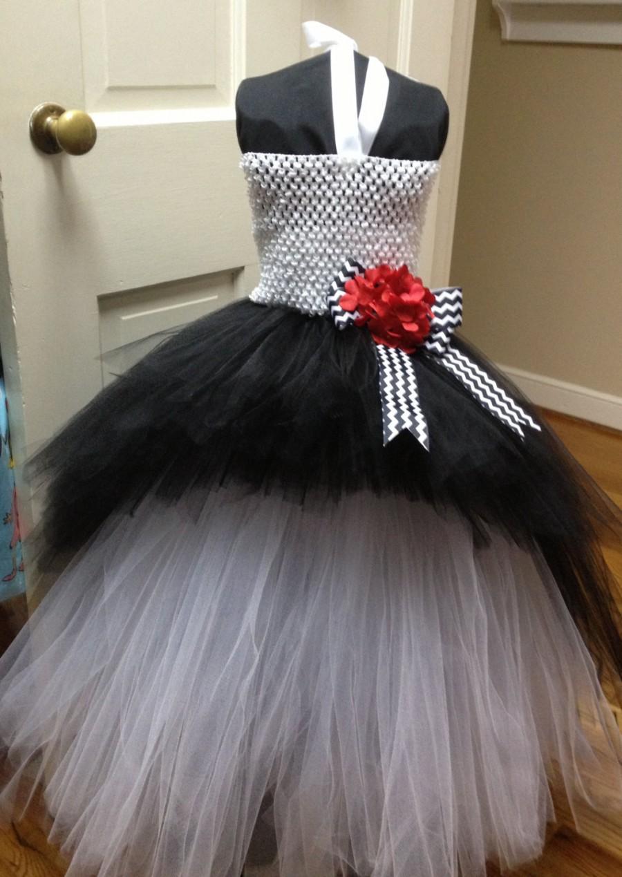 Hochzeit - Black and White Flower Girl Dress
